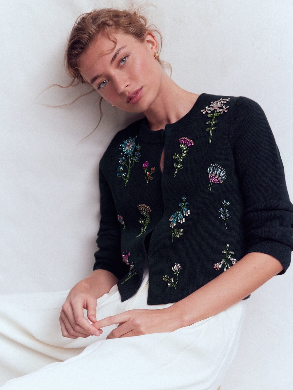 Boden Embellished Knit Cardigan – Navy – Size XS